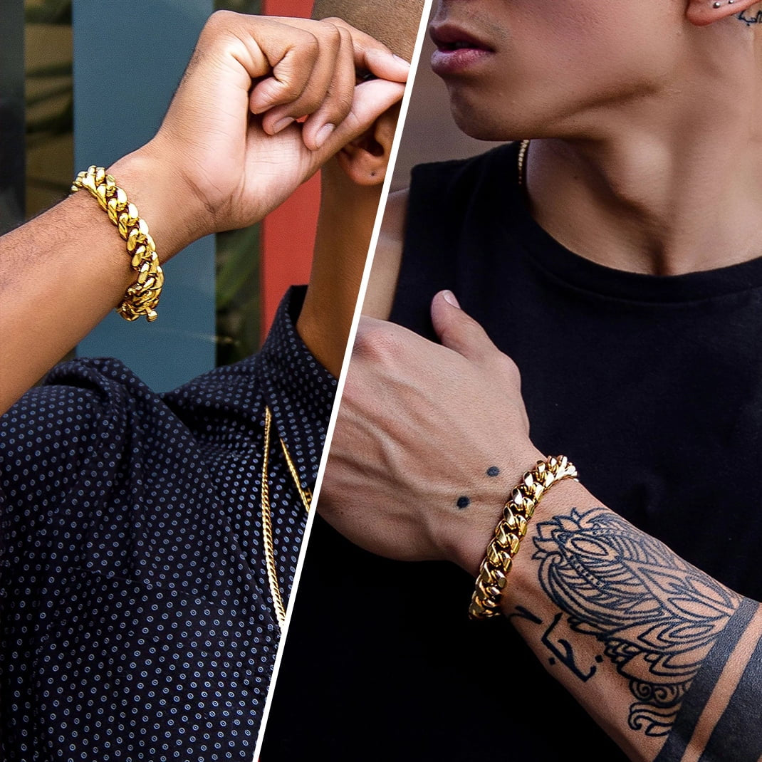 Cuban Link Silver 14MM Wide Stainless Steel Chain Bracelets Punk Mens Women Jewelry Gift, 19" Length