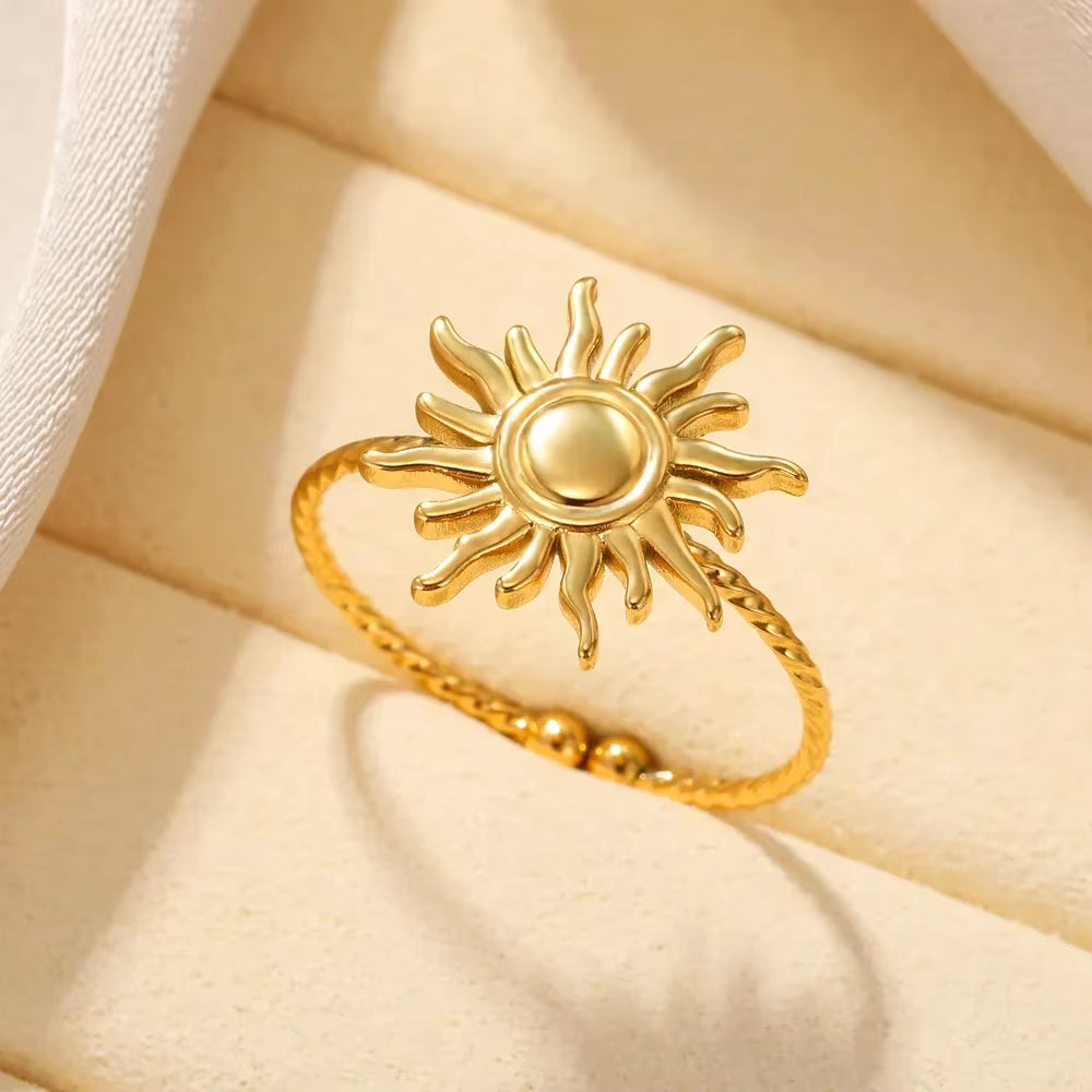 Stainless Steel Rings for Women Aesthetic Heart Gold Color Wedding Ring Waterproof Jewelry Finger Accessories Free Shipping Gift