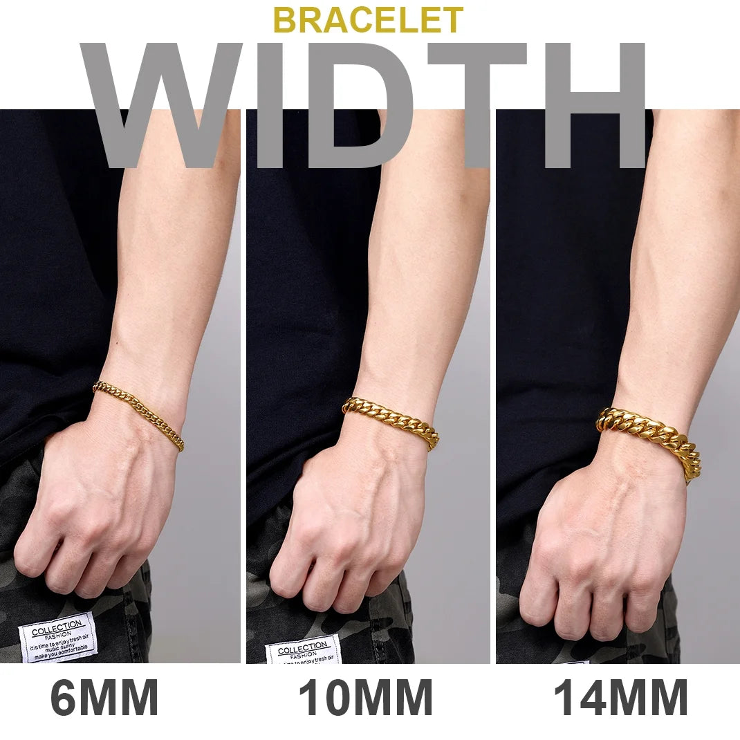 Cuban Link Silver 14MM Wide Stainless Steel Chain Bracelets Punk Mens Women Jewelry Gift, 19" Length