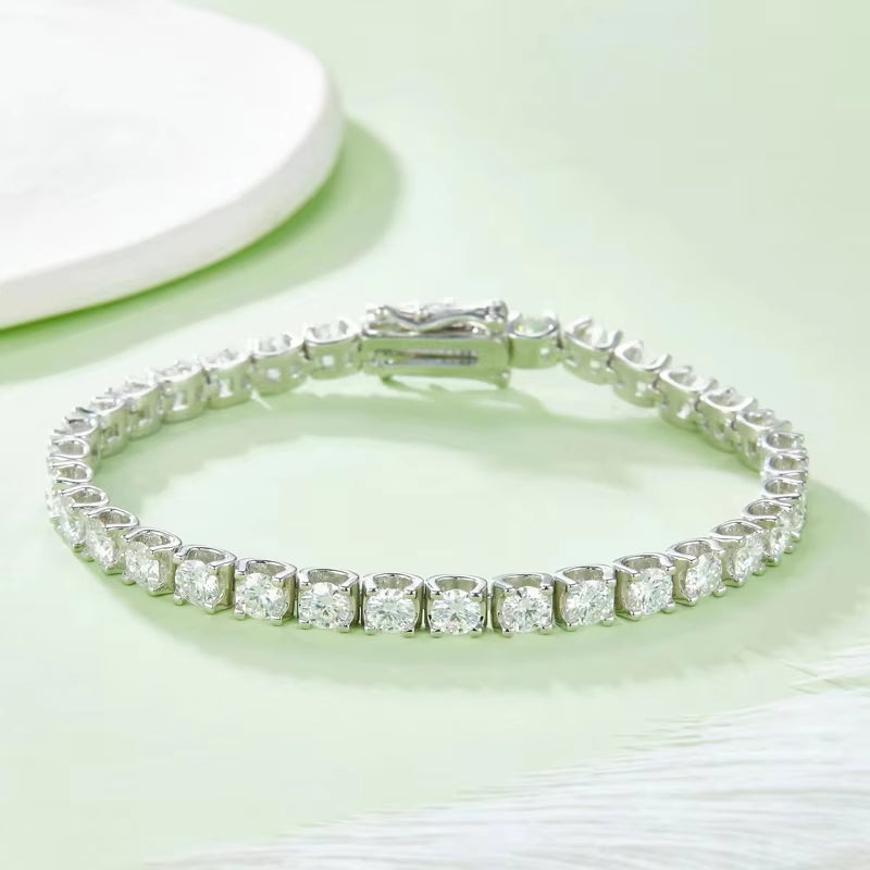 3Mm Moissanite Diamond Tennis Bracelet S925 Sterling Silver Gold-Plated D Color VVS1 Pass Diamond Tester Men'S and Women'S