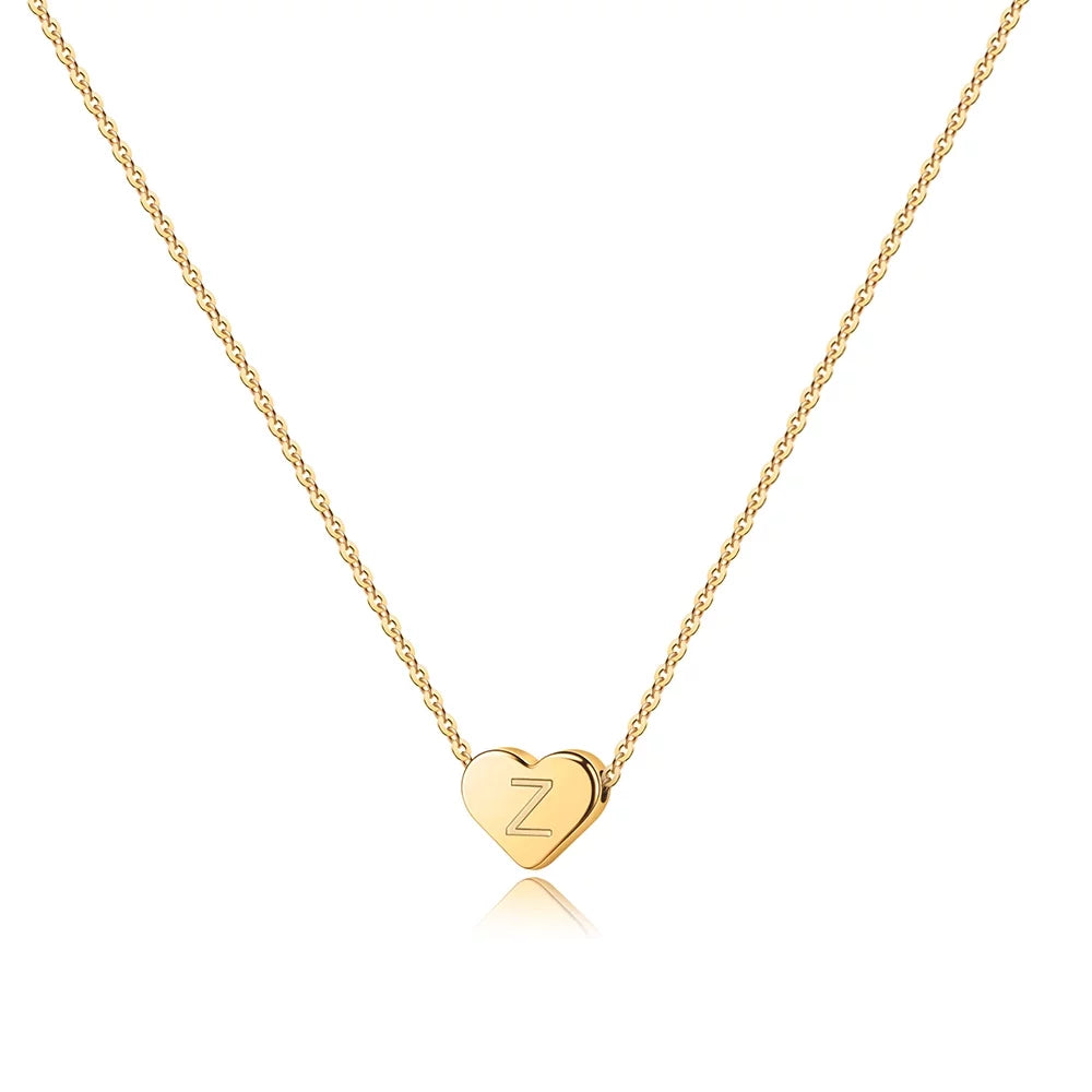 Heart Initial Necklace for Girls - 14K Gold Filled Heart Initial Necklace for Women