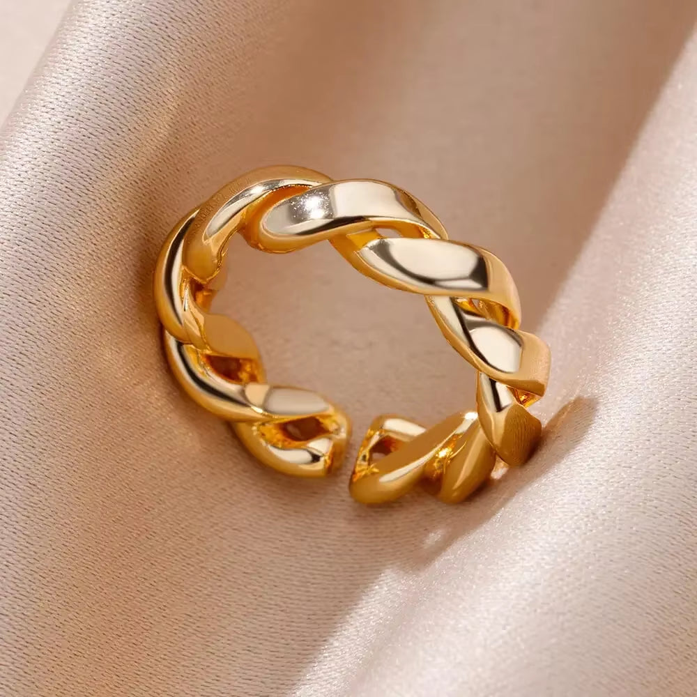 Stainless Steel Rings for Women Aesthetic Heart Gold Color Wedding Ring Waterproof Jewelry Finger Accessories Free Shipping Gift