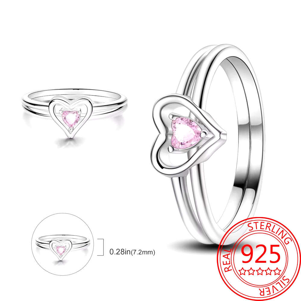 New Red Heart Ring 925 Sterling Silver Sparkling Ring for Women 925 Silver Design Original Zircon Rings Festival Jewelry Gift