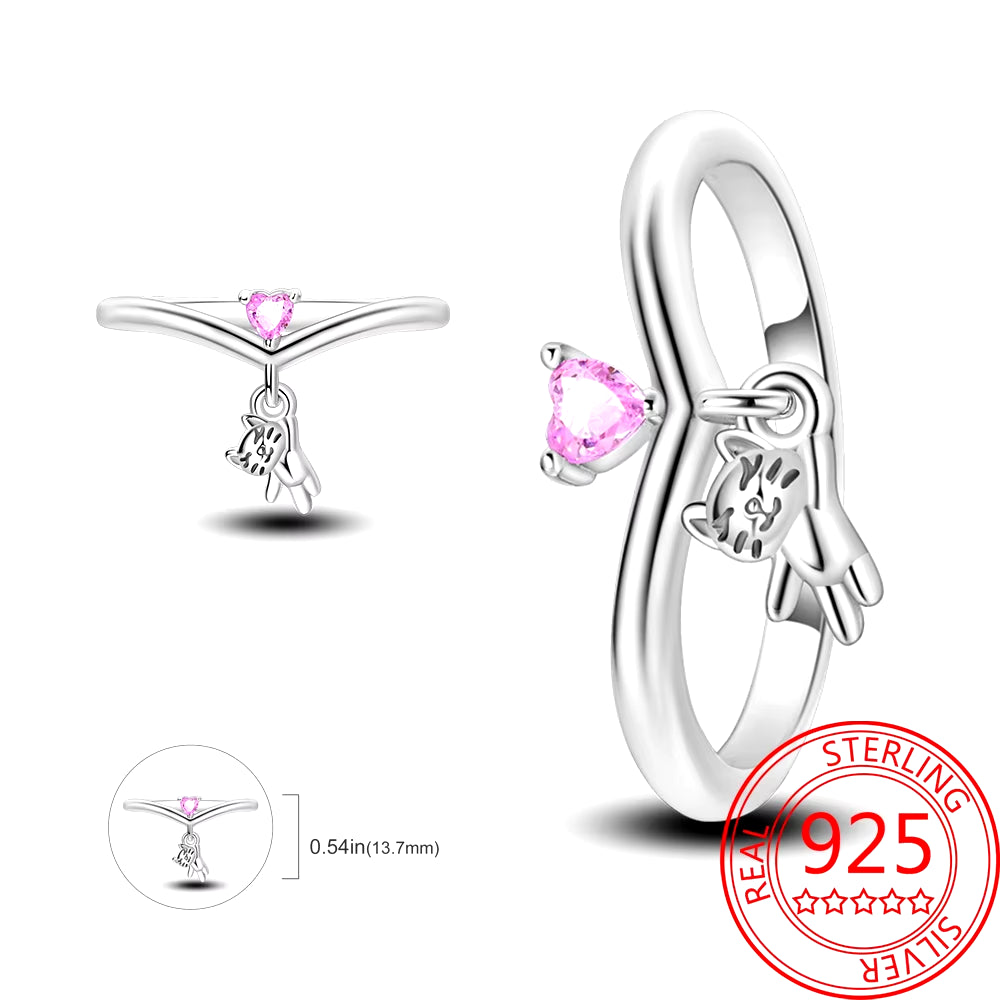 New Red Heart Ring 925 Sterling Silver Sparkling Ring for Women 925 Silver Design Original Zircon Rings Festival Jewelry Gift