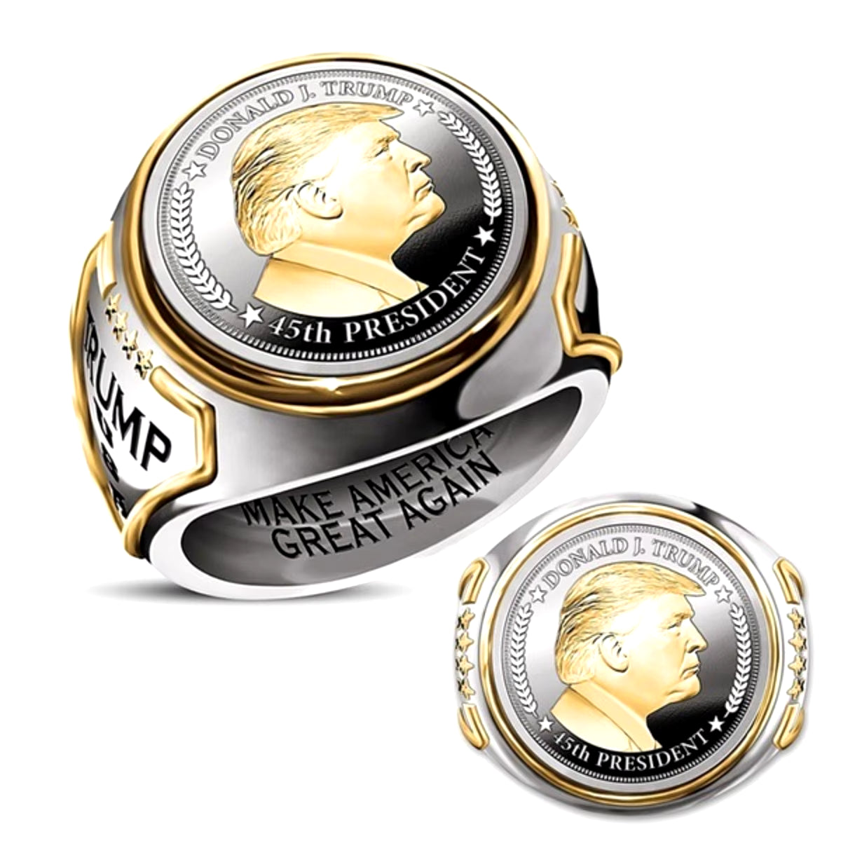 2024 USA President Trump Rings for Men Women Stainless Steel United States Presidential Election MAGA Supporter Jewelry Size7-13