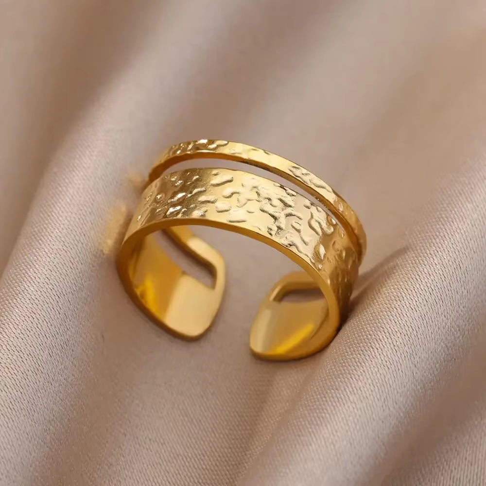 Stainless Steel Rings for Women Aesthetic Heart Gold Color Wedding Ring Waterproof Jewelry Finger Accessories Free Shipping Gift