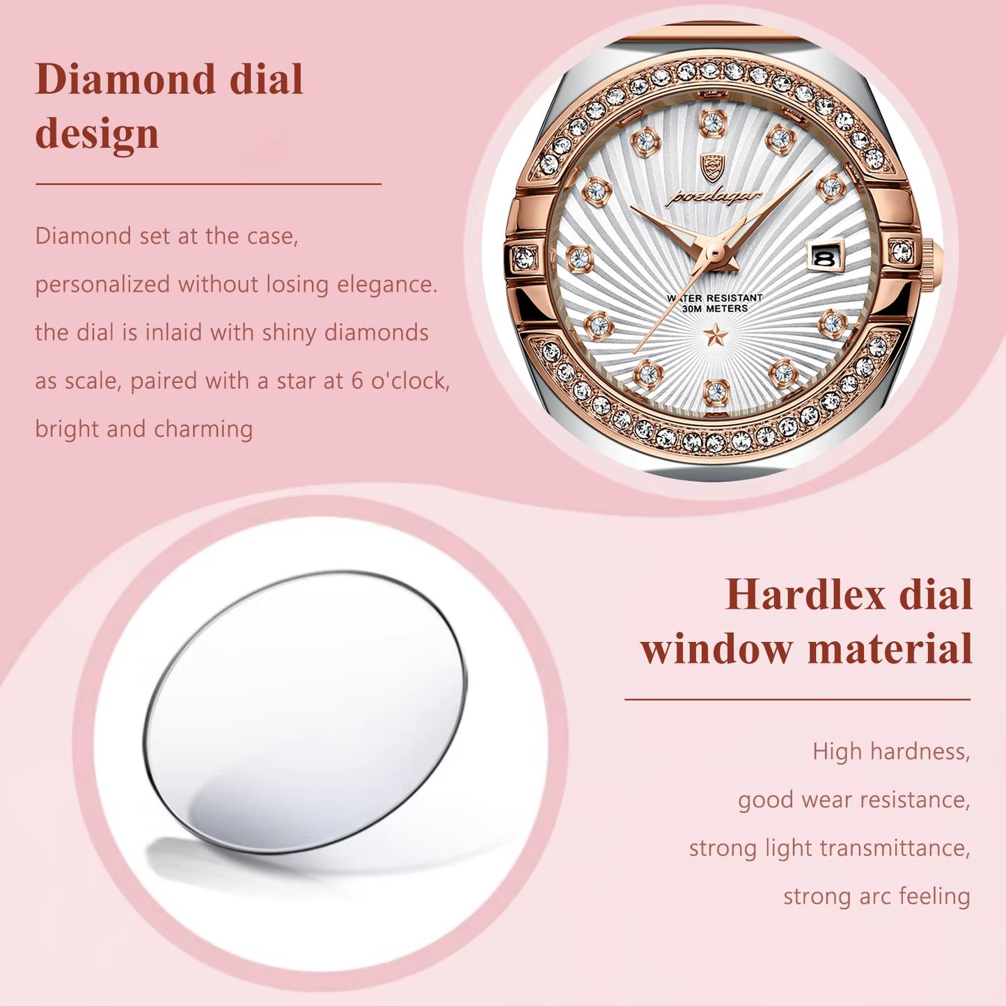 Luxury Woman Wristwatch Waterproof Luminous Date Stainless Steel Watch for Ladies High Quality Quartz Women Watches+Box