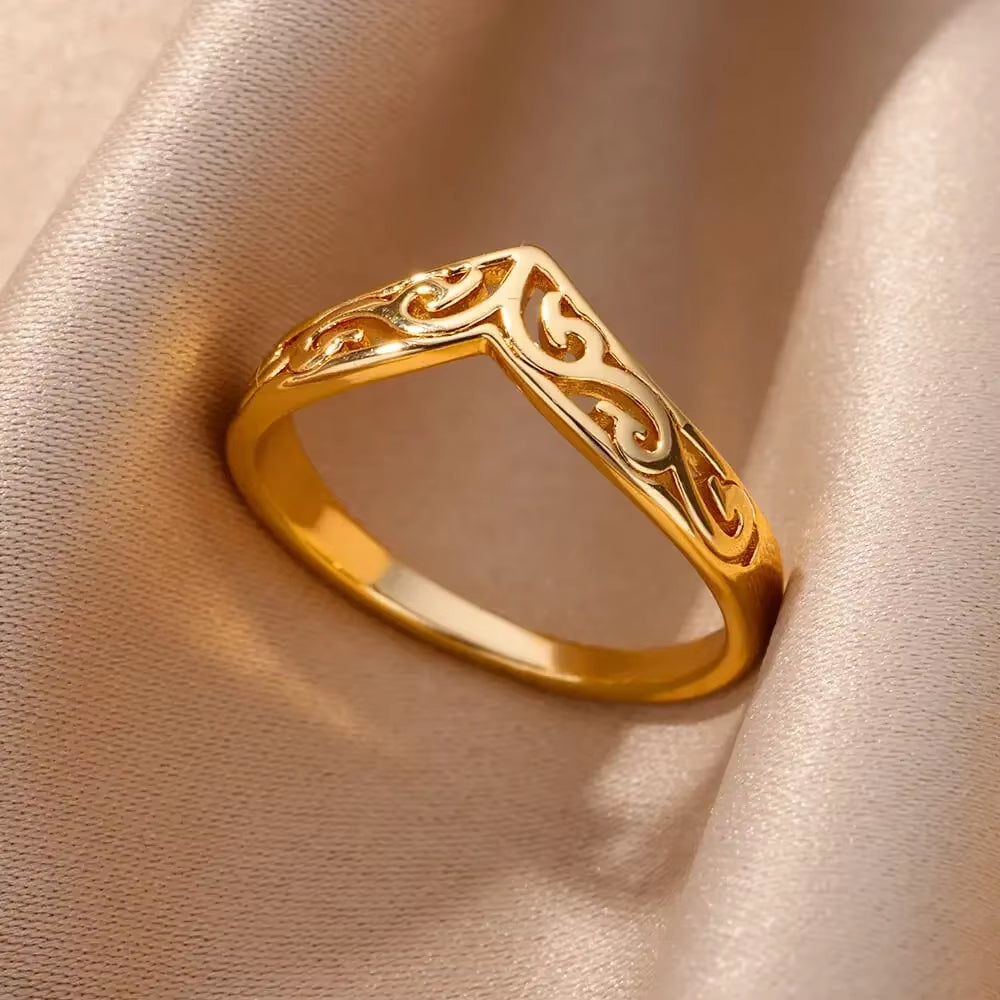 Stainless Steel Rings for Women Aesthetic Heart Gold Color Wedding Ring Waterproof Jewelry Finger Accessories Free Shipping Gift