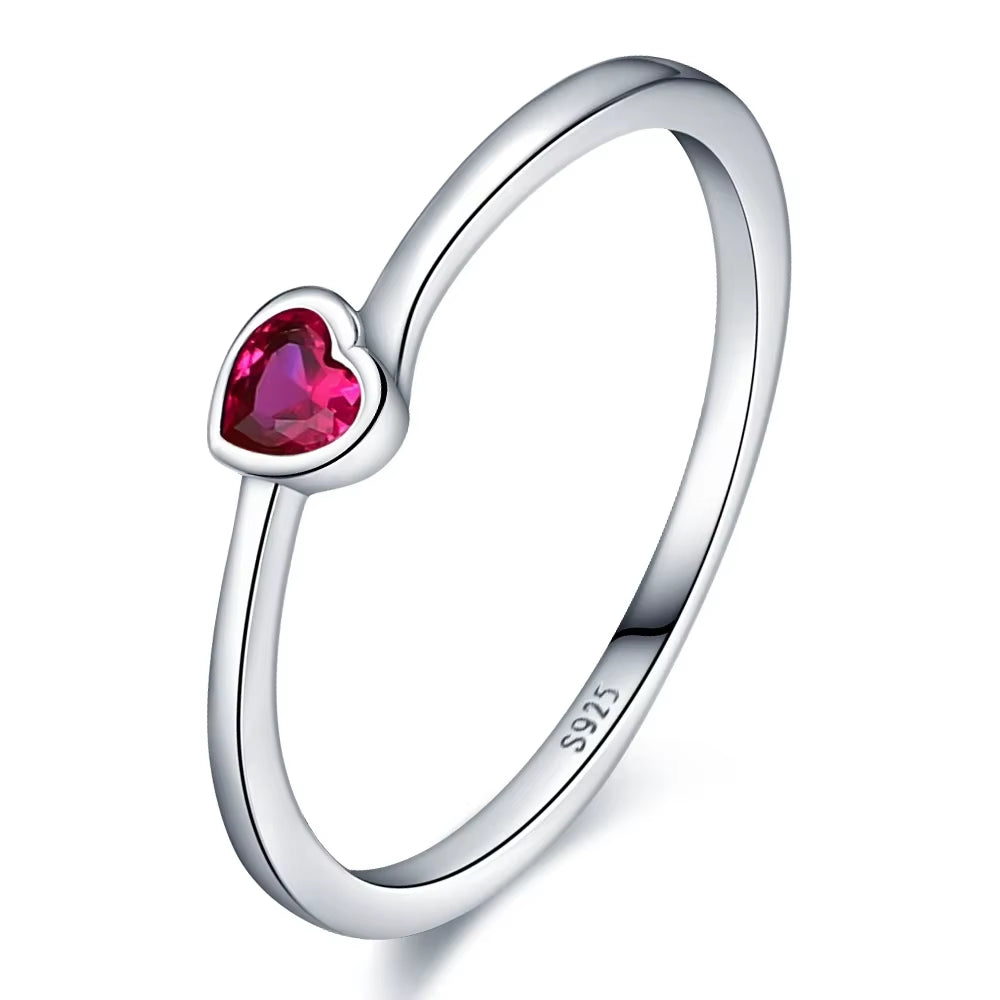 New Red Heart Ring 925 Sterling Silver Sparkling Ring for Women 925 Silver Design Original Zircon Rings Festival Jewelry Gift