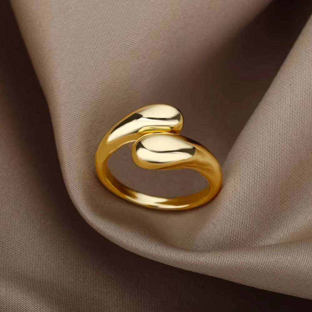 Stainless Steel Rings for Women Aesthetic Heart Gold Color Wedding Ring Waterproof Jewelry Finger Accessories Free Shipping Gift