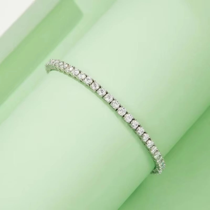 3Mm Moissanite Diamond Tennis Bracelet S925 Sterling Silver Gold-Plated D Color VVS1 Pass Diamond Tester Men'S and Women'S