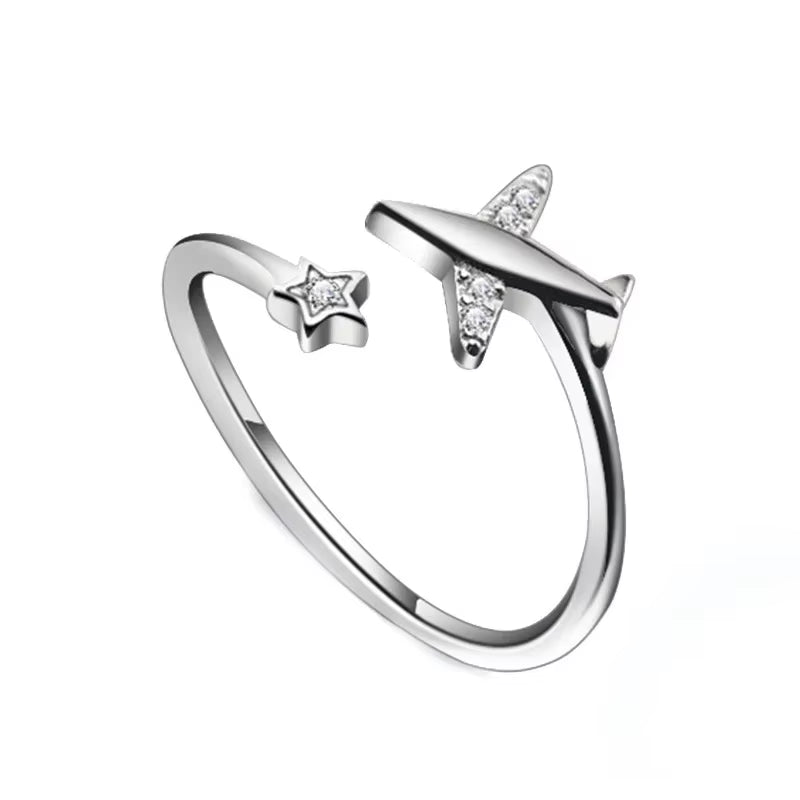 Trusta 925 Silver Plane Ring CZ Opening Fashion Jewelry Pure 100% 925 Sterling Silver Finger Rings Best Gift for Friends DS1714