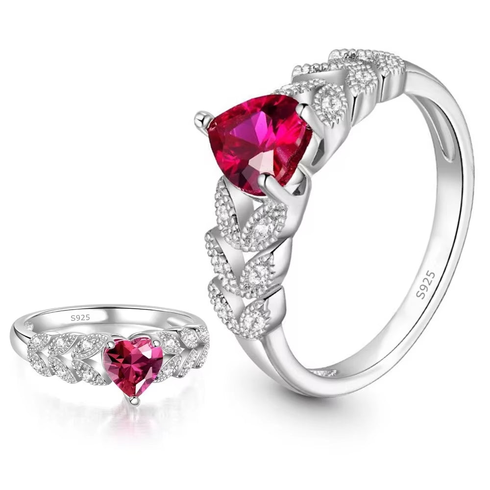 New Red Heart Ring 925 Sterling Silver Sparkling Ring for Women 925 Silver Design Original Zircon Rings Festival Jewelry Gift