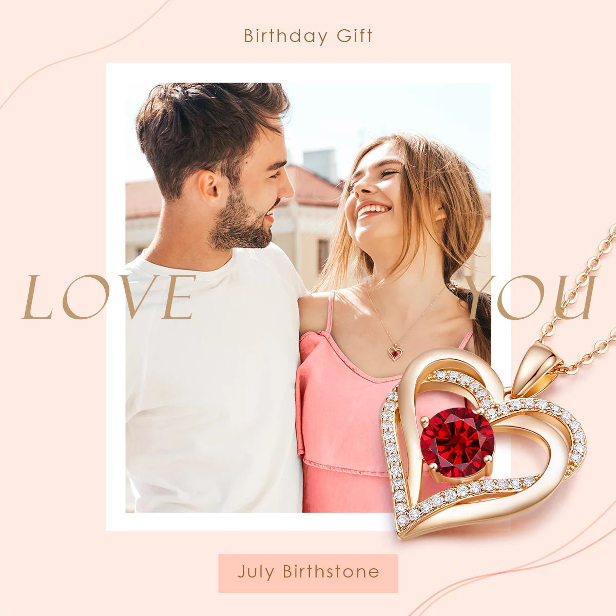 Love Heart Pendant Necklaces for Women 925 Sterling Silver with Birthstone Zirconia Rose Gold Diamond Anniversary Jewelry Best Gift Ideas for Women Fine Packing Gift Box