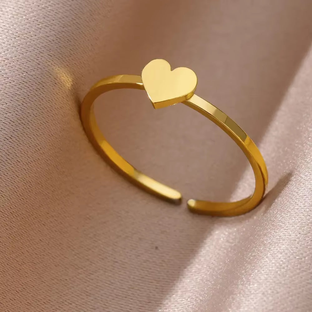 Stainless Steel Rings for Women Aesthetic Heart Gold Color Wedding Ring Waterproof Jewelry Finger Accessories Free Shipping Gift