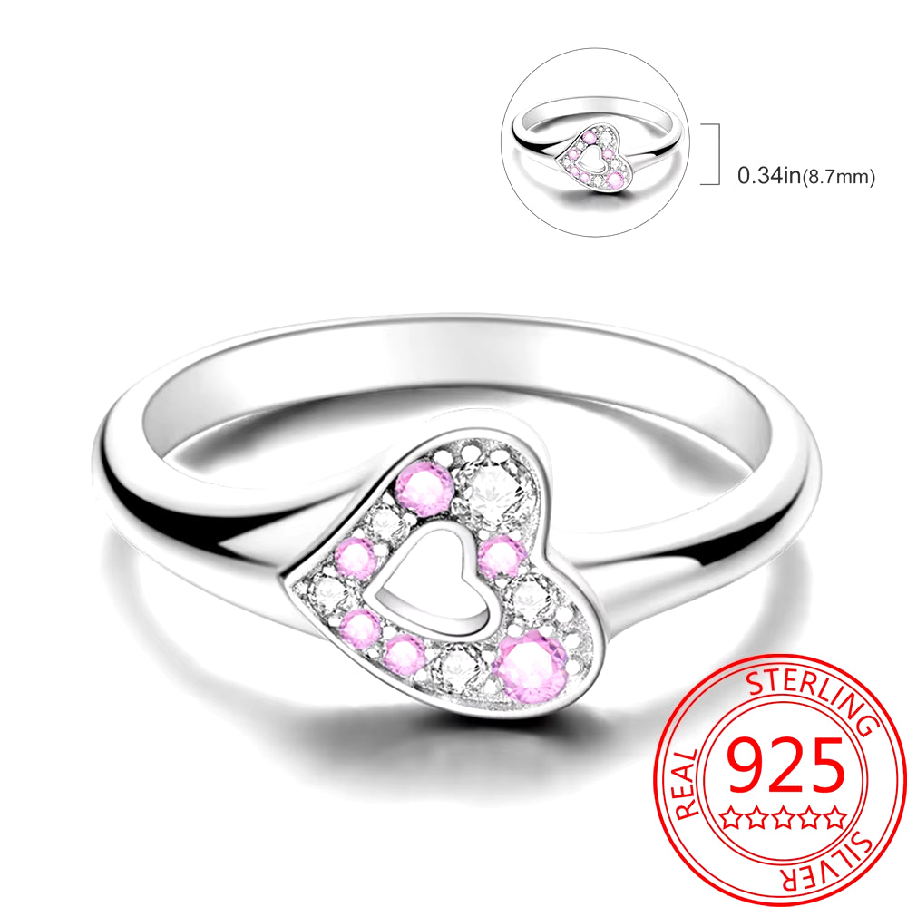 New Red Heart Ring 925 Sterling Silver Sparkling Ring for Women 925 Silver Design Original Zircon Rings Festival Jewelry Gift