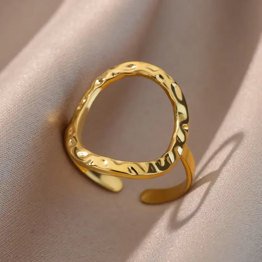 Stainless Steel Rings for Women Aesthetic Heart Gold Color Wedding Ring Waterproof Jewelry Finger Accessories Free Shipping Gift