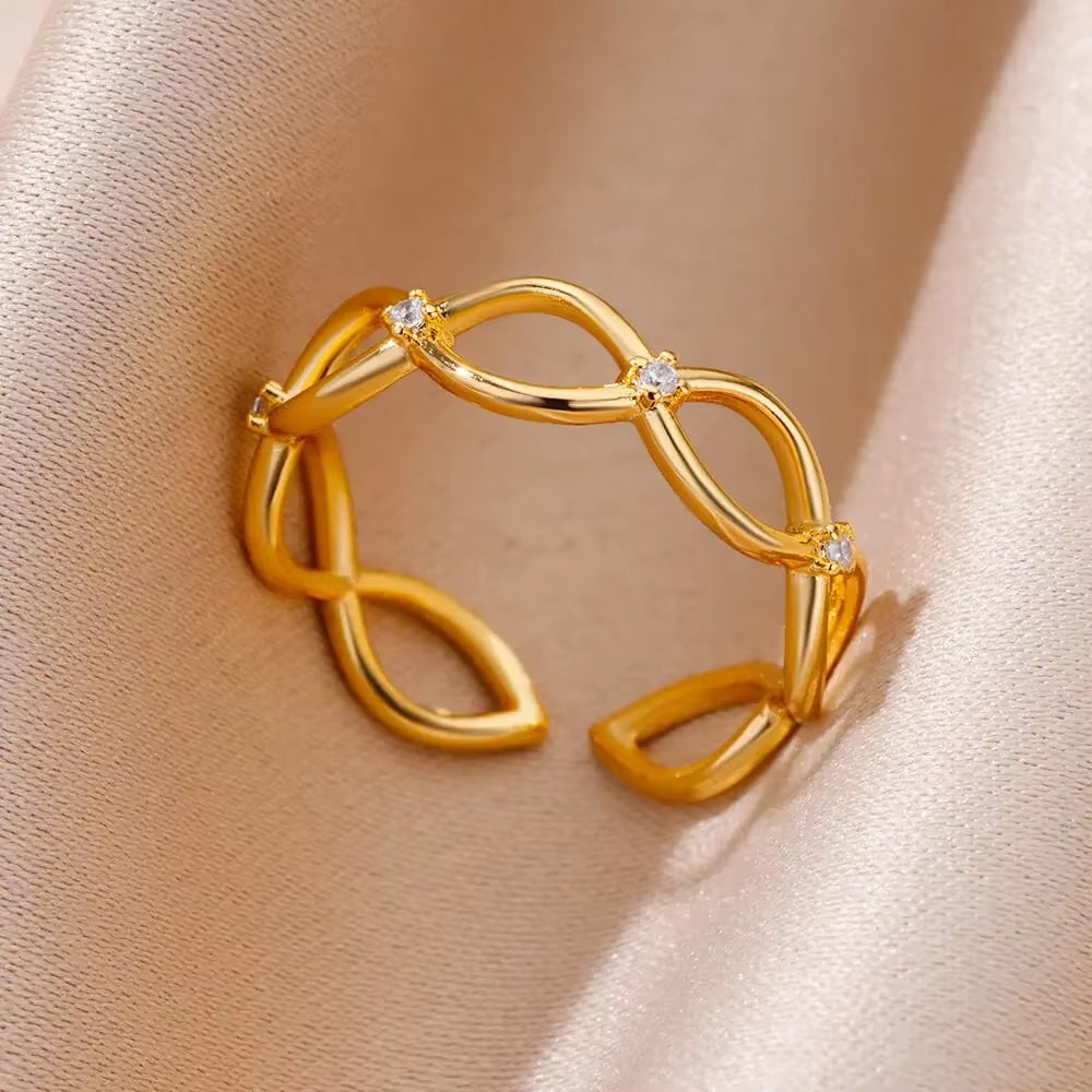 Stainless Steel Rings for Women Aesthetic Heart Gold Color Wedding Ring Waterproof Jewelry Finger Accessories Free Shipping Gift