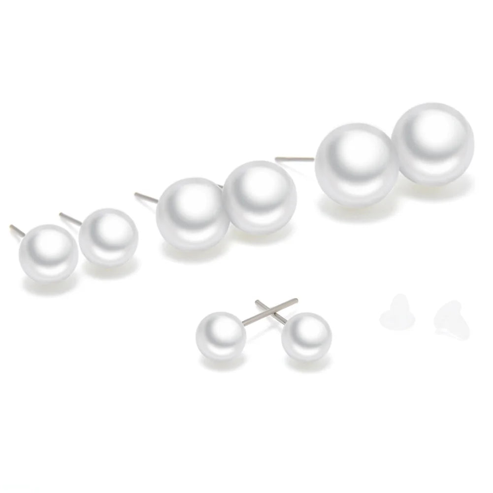 Jsqnanchi Jewelry Pearl Stud Earrings Set for Girls Women Earrings Faux Pearl Studs Pack, 3-12Mm, 12 Pairs